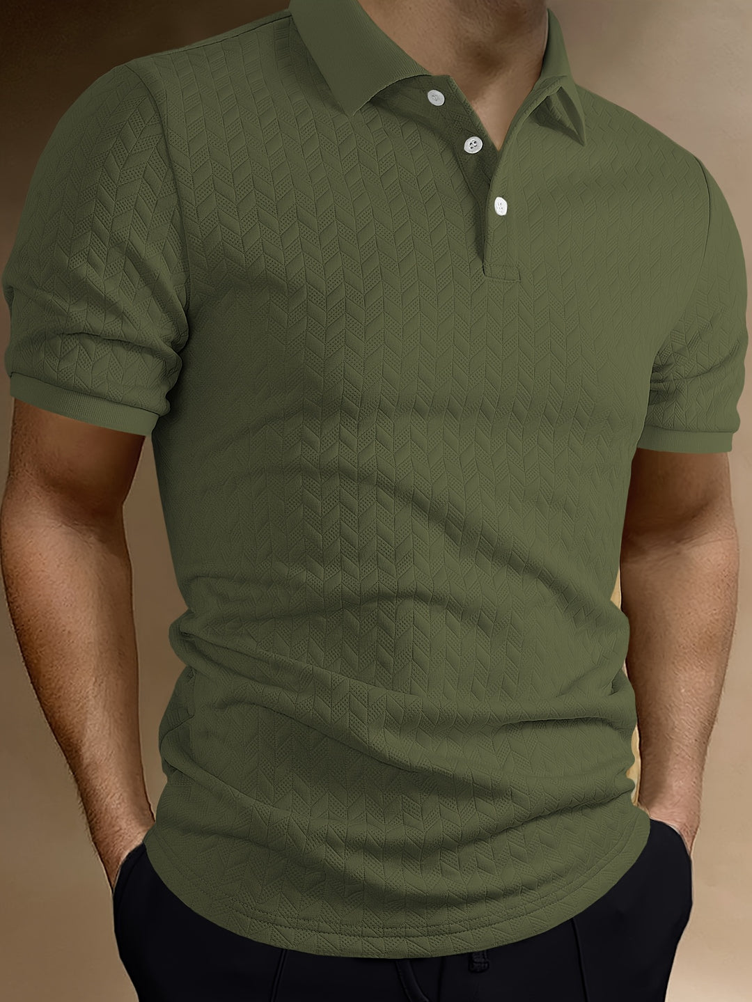 Herren Poloshirt | Strukturmuster | Mit Knopfleiste | Sommer