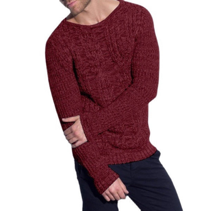 Strickpullover Herren | Grobstrick Zopfmuster | Warmer Pullover
