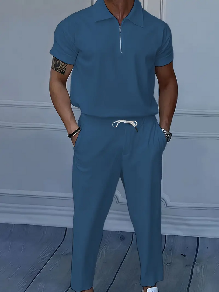 Herren Set | Slimfit | Reißverschluss Kragen | Sommer