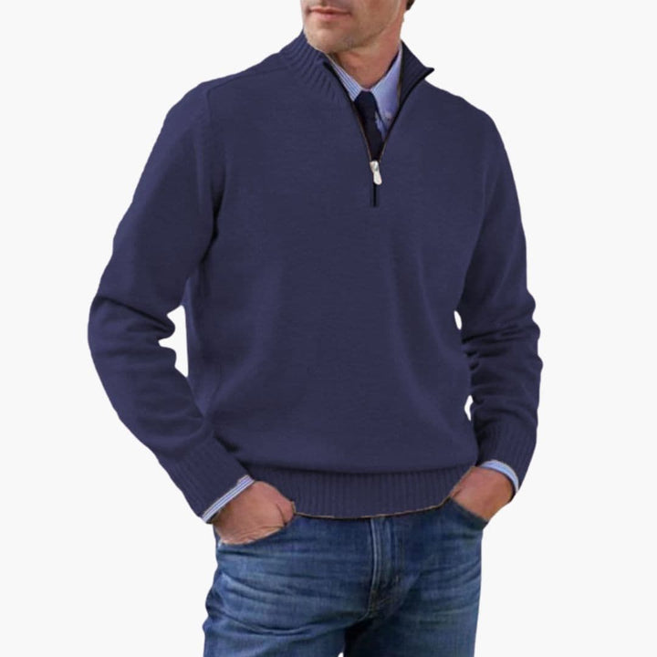 Pullover Herren | Halbzip Gerippter Saum | Modern Herren Pulli