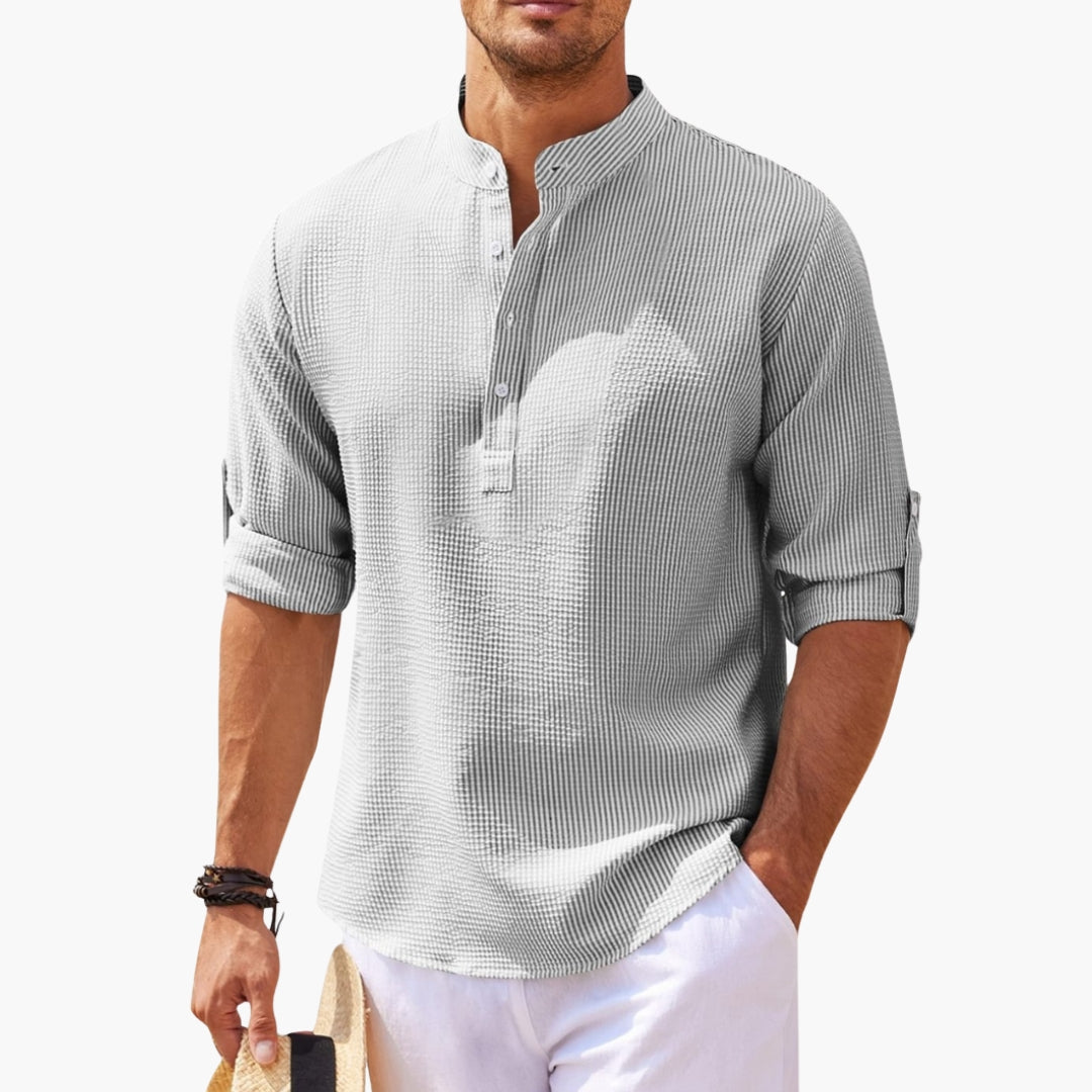 Herren Longsleeve | Straight | Stehkragen | Sommer