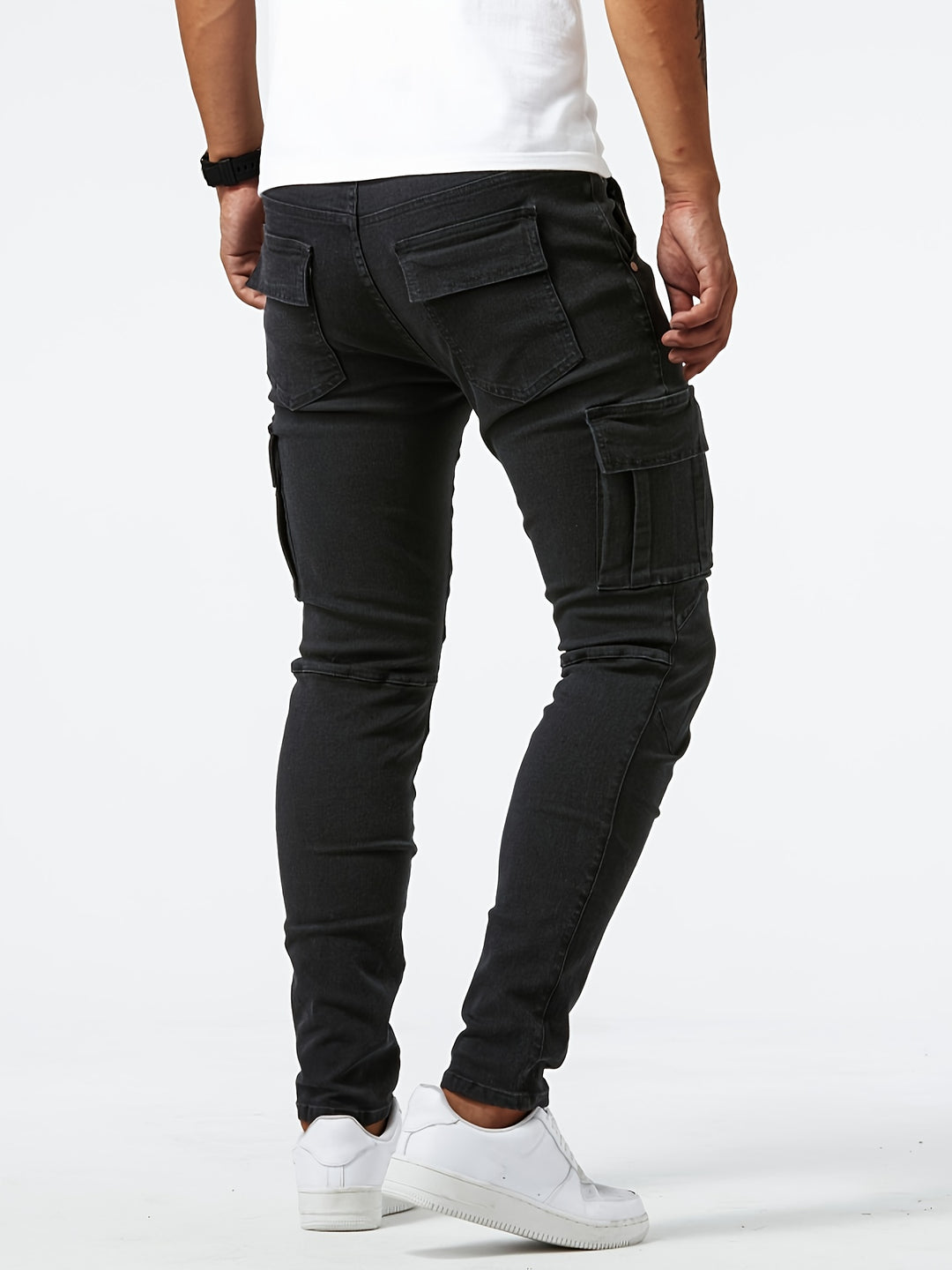 Herren Cargo Jeans – Slim Fit – Stretch Denim – Mehrere Taschen – Casual Stil
