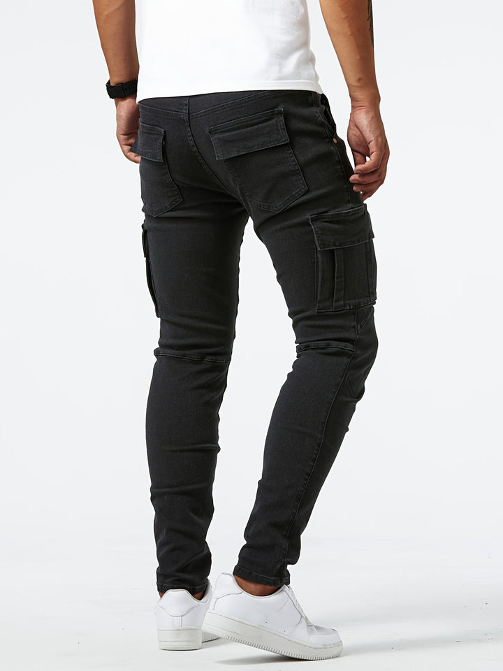 Herren Cargo Jeans – Slim Fit – Stretch Denim – Mehrere Taschen – Casual Stil