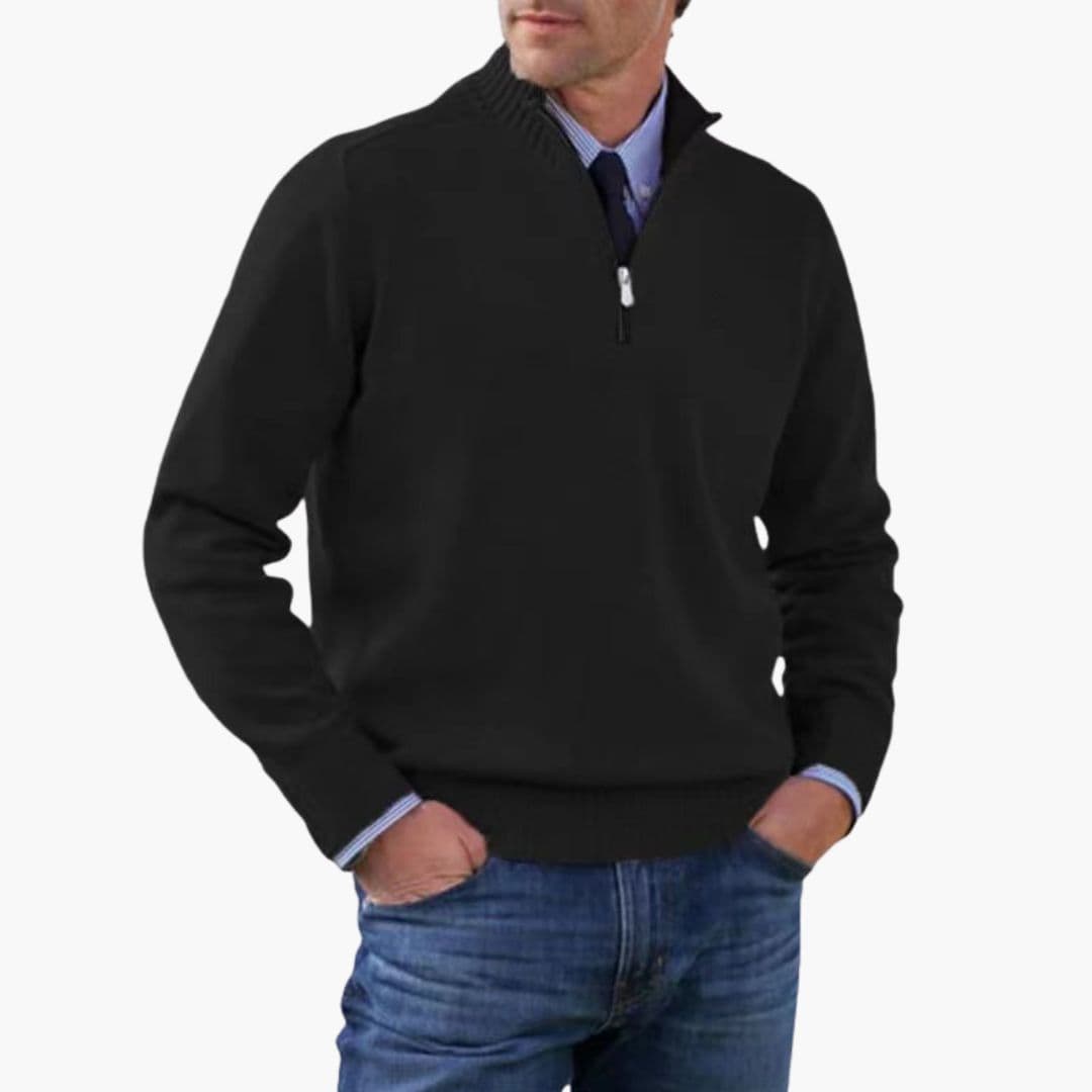 Pullover Herren | Halbzip Gerippter Saum | Modern Herren Pulli
