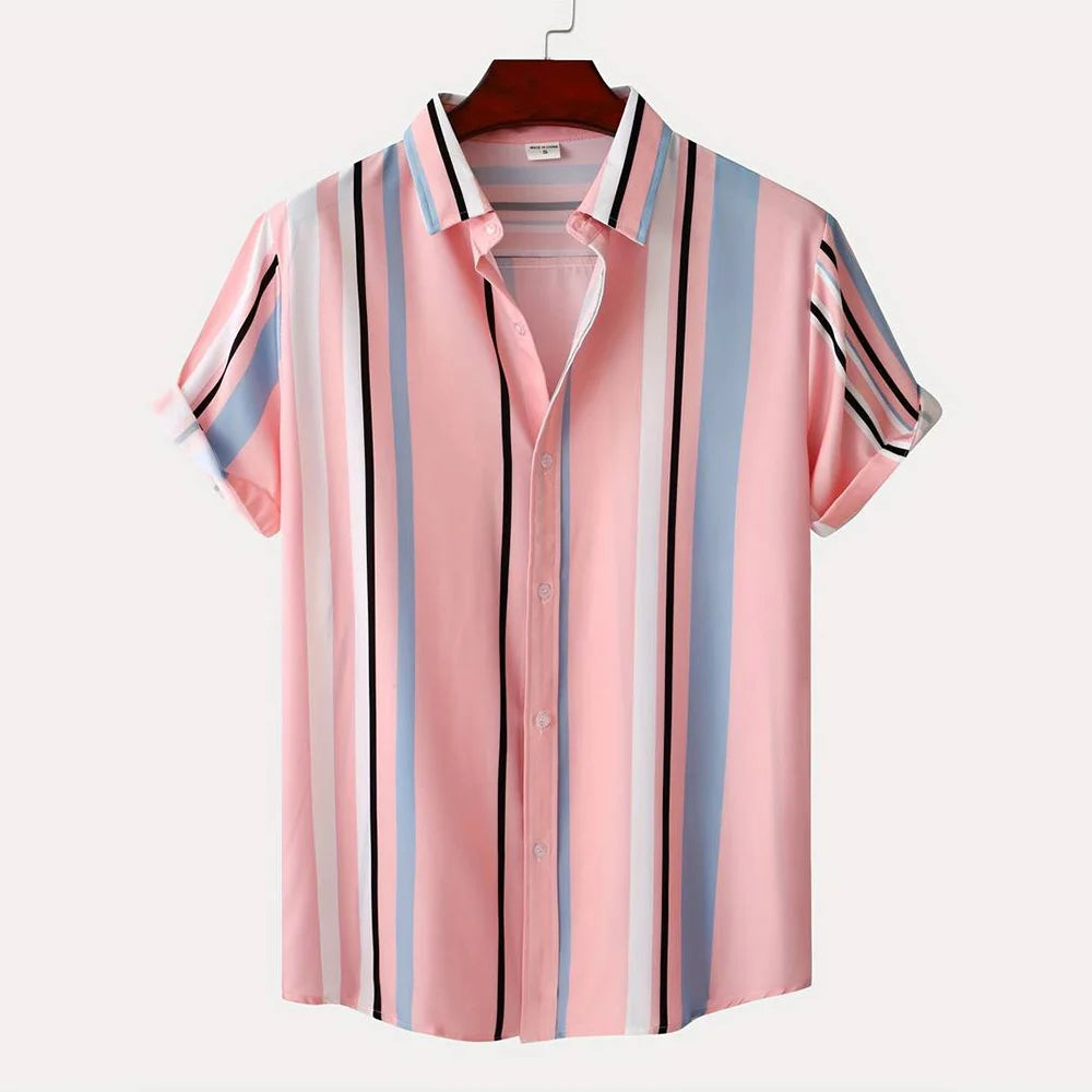 Herren Shirt | Breite Streifen | Klassischer Kragen | Sommer