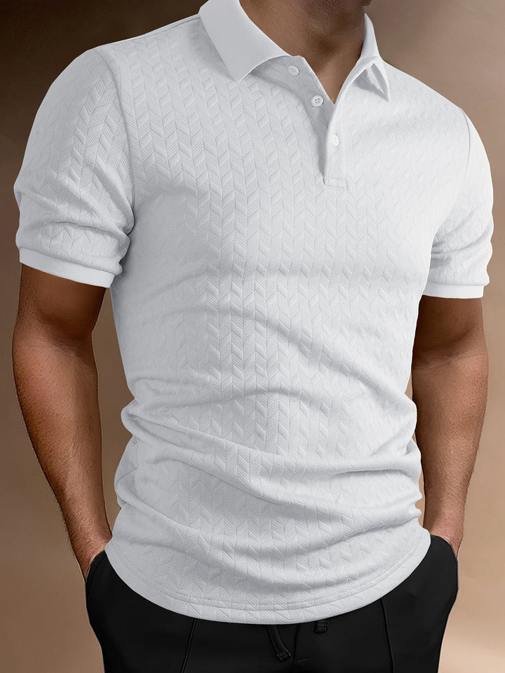 Herren Poloshirt | Strukturmuster | Mit Knopfleiste | Sommer