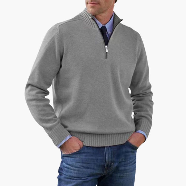 Pullover Herren | Halbzip Gerippter Saum | Modern Herren Pulli