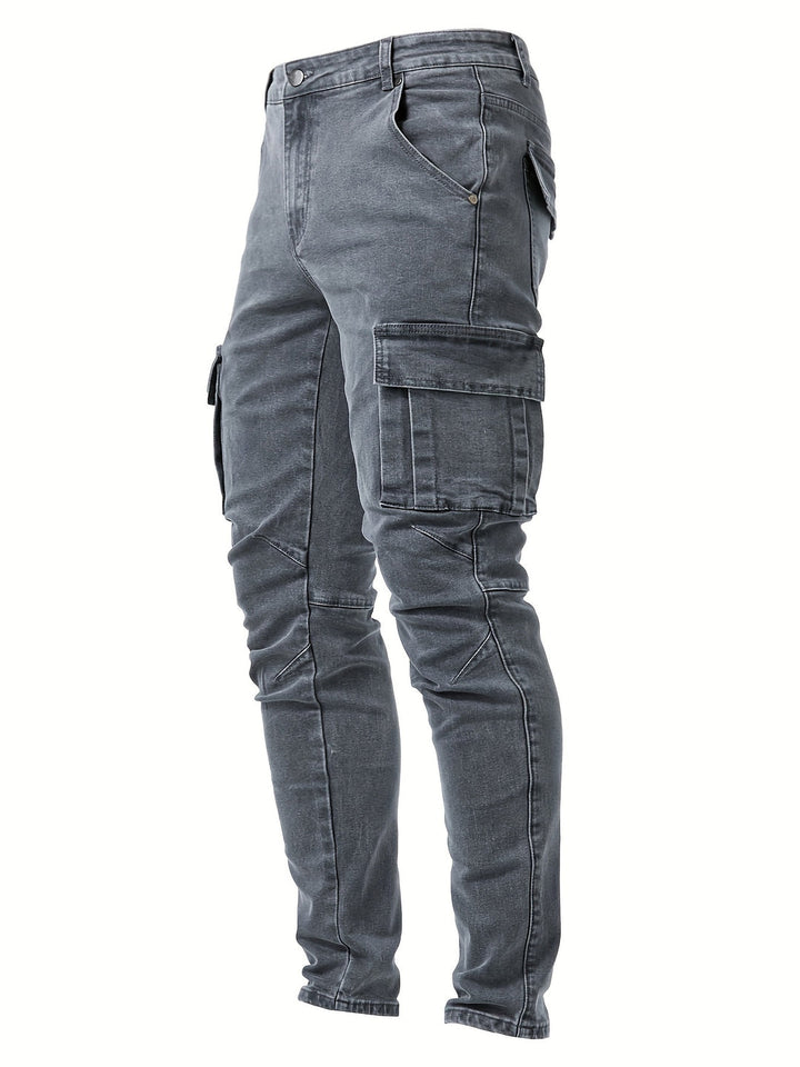 Herren Cargo Jeans – Slim Fit – Stretch Denim – Mehrere Taschen – Casual Stil