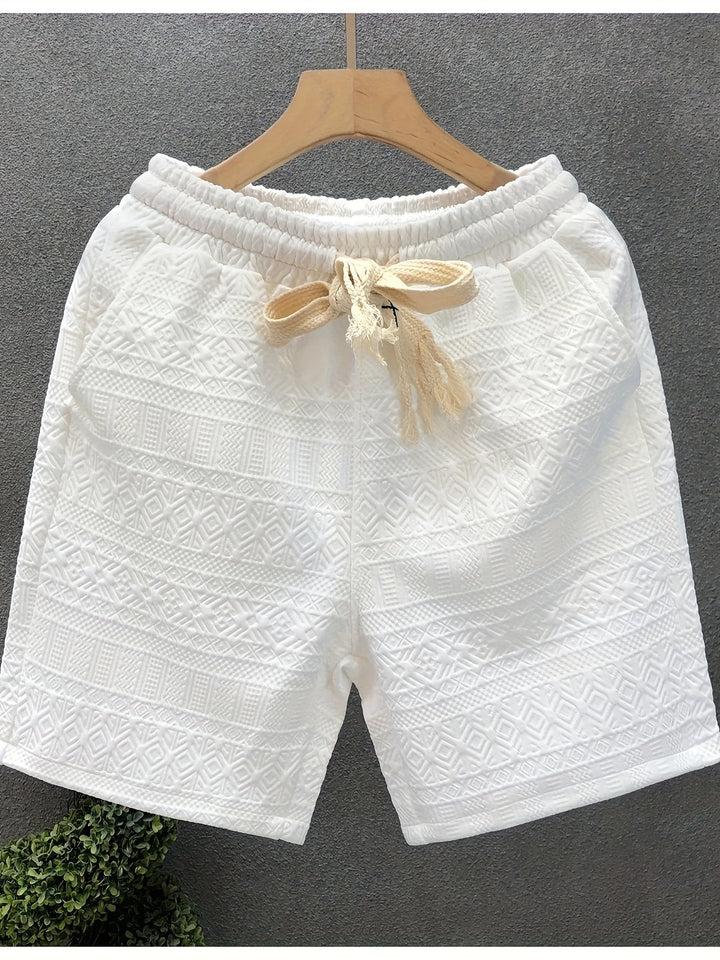 Herren Shorts | Strukturmuster &amp; Kordelzug | Sommer