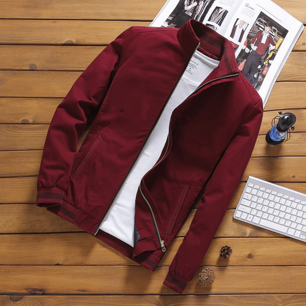 Herren Jacke | Slim Fit Baumwolle | Reißverschluss & Seitentaschen | Kurzes Modell