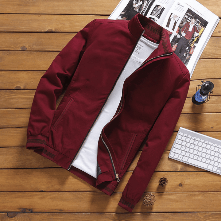 Herren Jacke | Slim Fit Baumwolle | Reißverschluss & Seitentaschen | Kurzes Modell