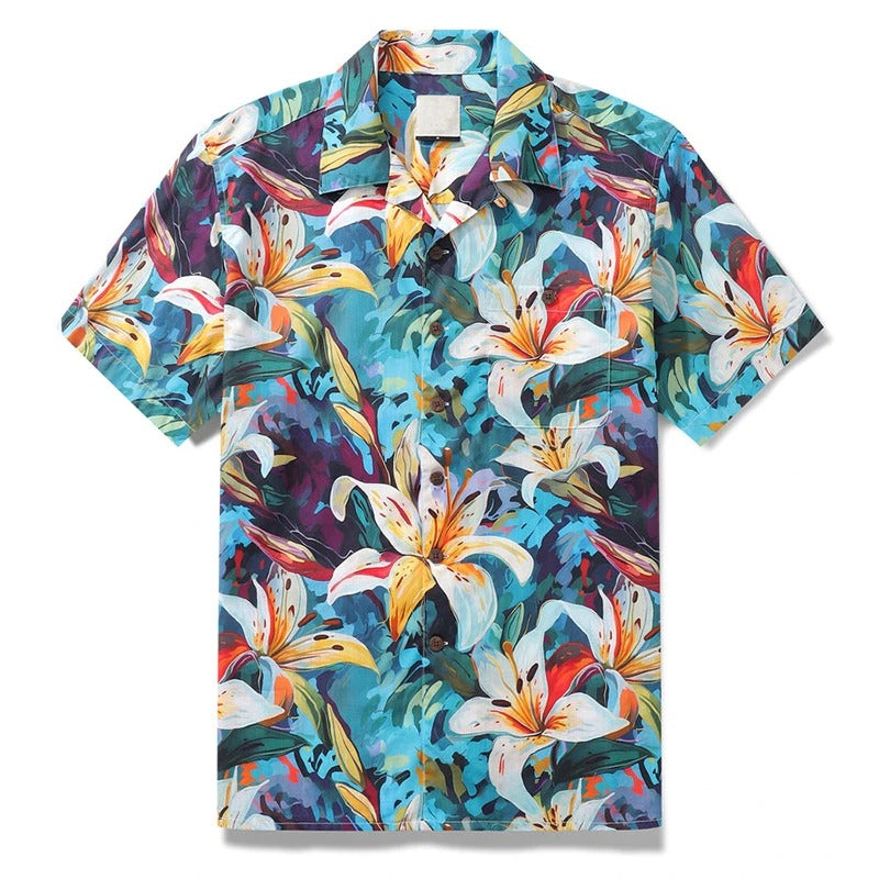 Herren Shirt | Kurze Ärmel | Tropisches Design | Sommer