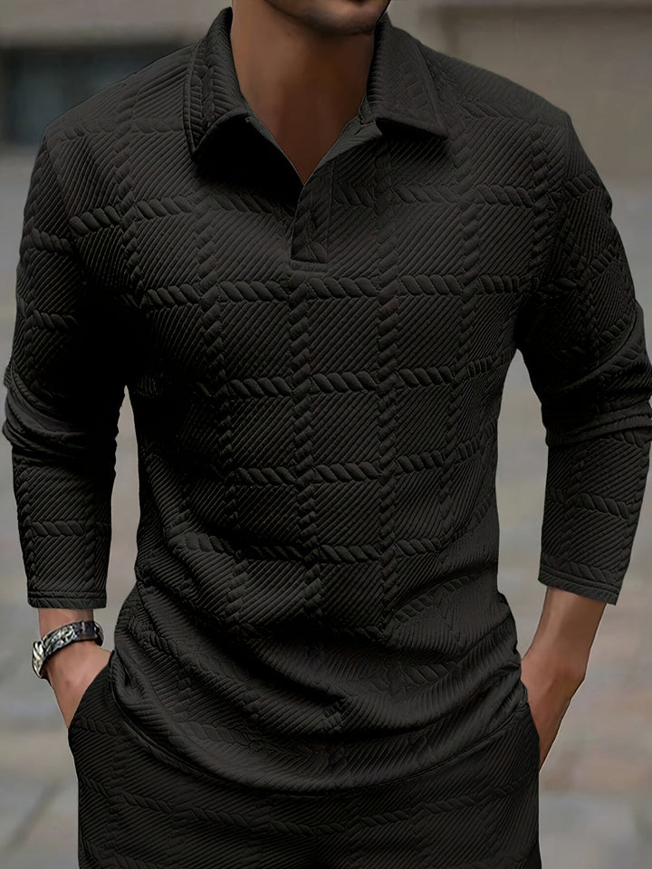 Herren Polo Shirt | Gebrochenes Jacquard | Stilvoll & Lässig | Frühling & Herbst