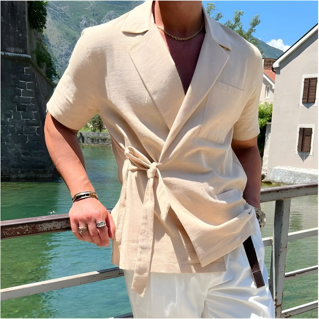 Herren Shirt | Getailleerd | Mit Wickelbindung | Sommer