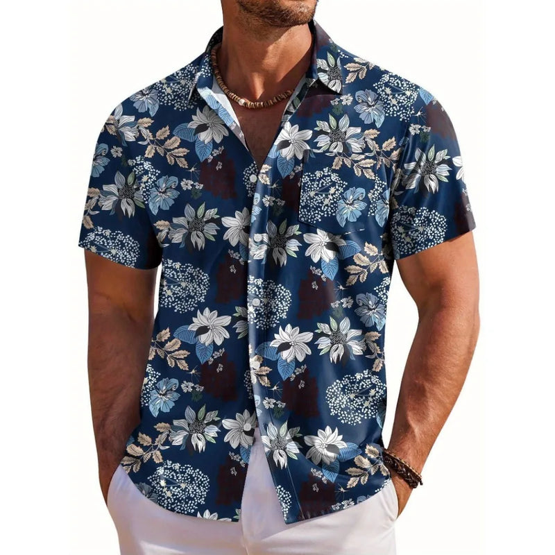 Herren Shirt | Blumenmuster | Kurzarm | Sommer