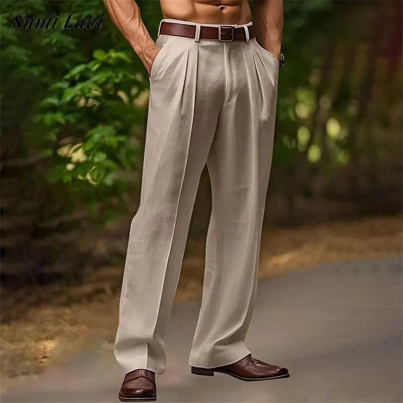 Herren Hose | Elegant | Mit Bundfalten &amp; Knopf | Sommer