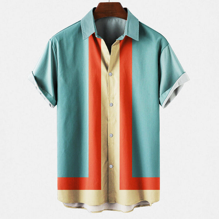 Herren Hemd | Retro | Kurzarm Mit Knöpfen | Frühling