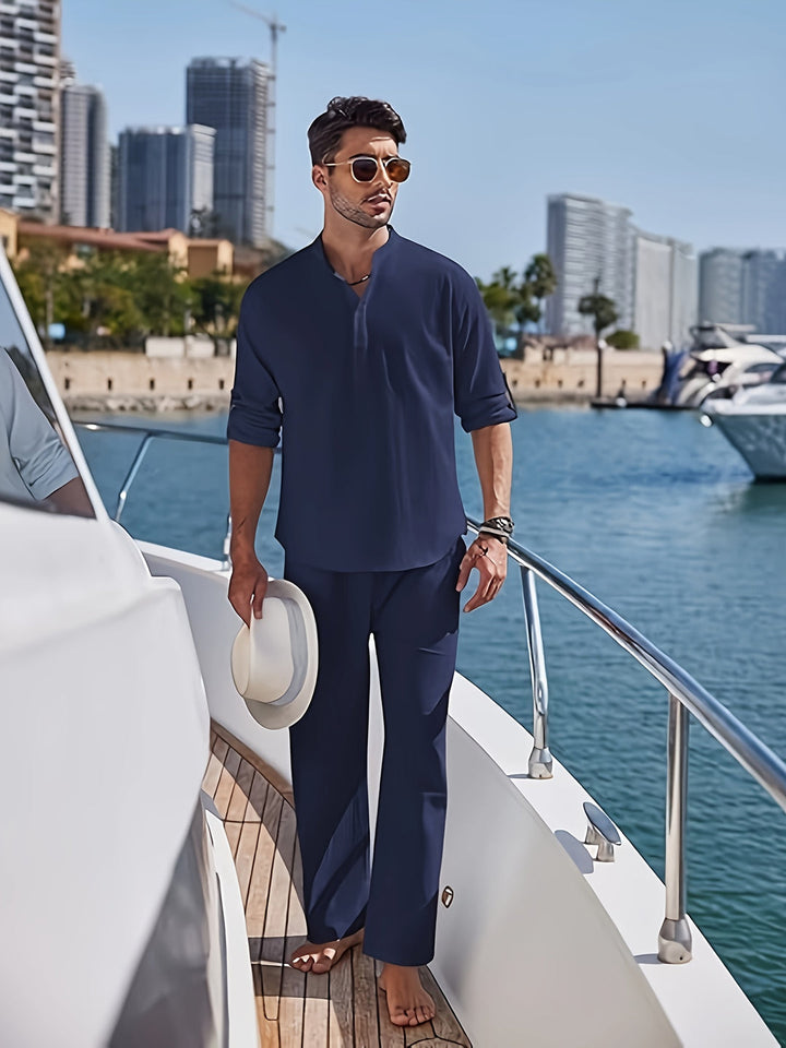 Herren Set | Elegant | Mit Stehkragen &amp; Kordel | Sommer