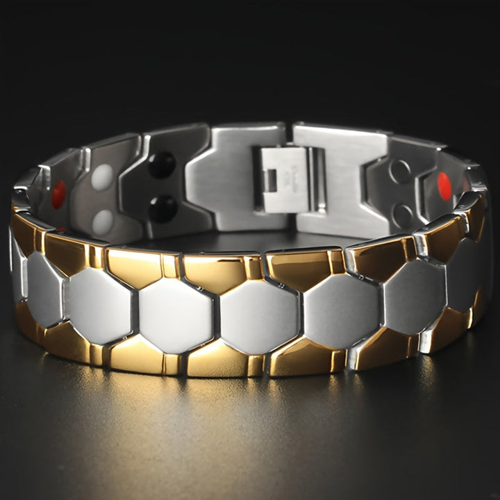 Herren Armband | Elegant | Magnetverschluss | Hexagon Muster