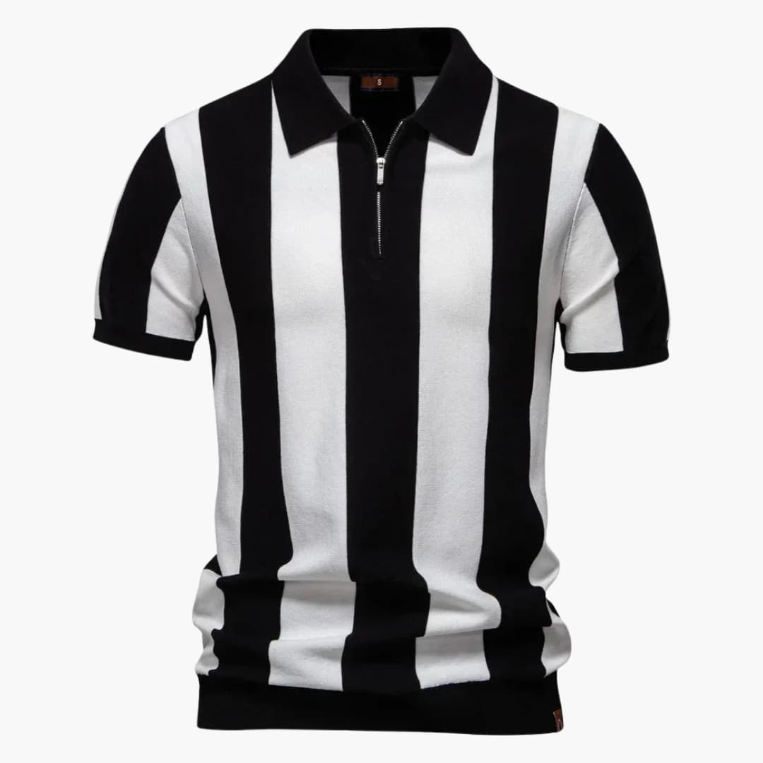 Herren Poloshirt | Gestreiftes Design | Reißverschluss | Sommer