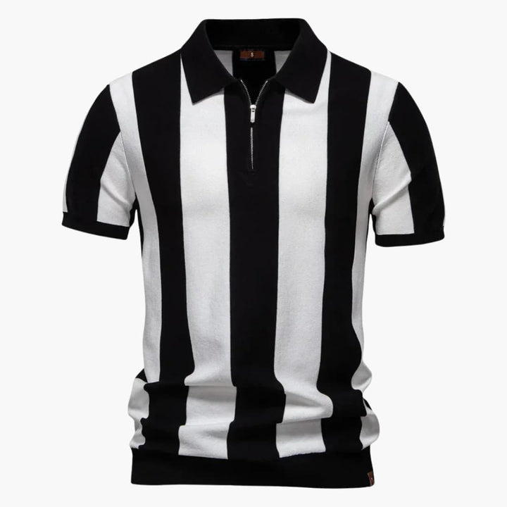 Herren Poloshirt | Gestreiftes Design | Reißverschluss | Sommer
