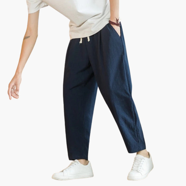 Herren Stoffhose | Weite Pijpen | Mit Kordelzug | Sommer