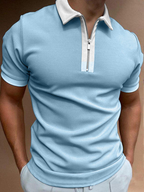 Herren Polo | Slimfit | Mit Reißverschluss | Colorblock Design Sommer