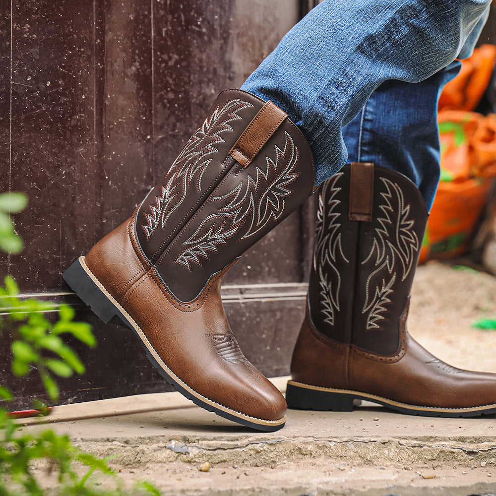 Klassische Herren Schuhe | Cowboy Boots Herren | Bestickte Winterschuhe
