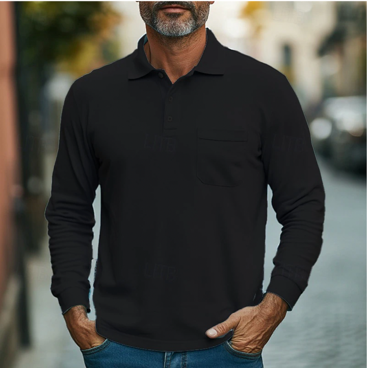 Herren Poloshirt | Elegant Slimfit | Lange Ärmel | Frühling