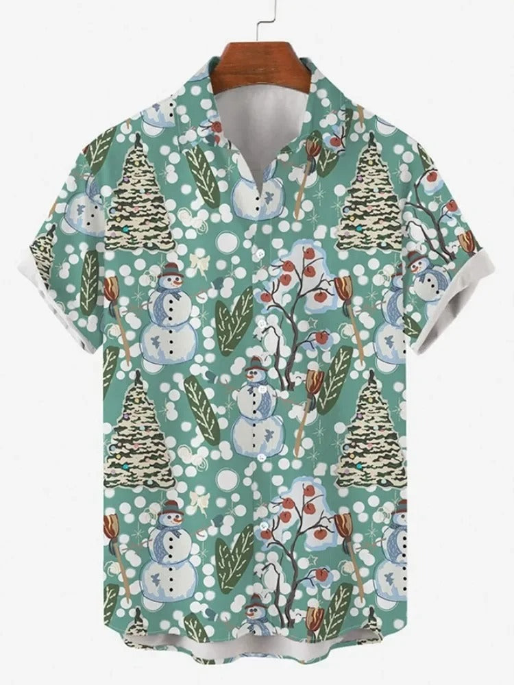 Herren Shirt | Kurze Ärmel | Tropischer Blumenprint | Sommer