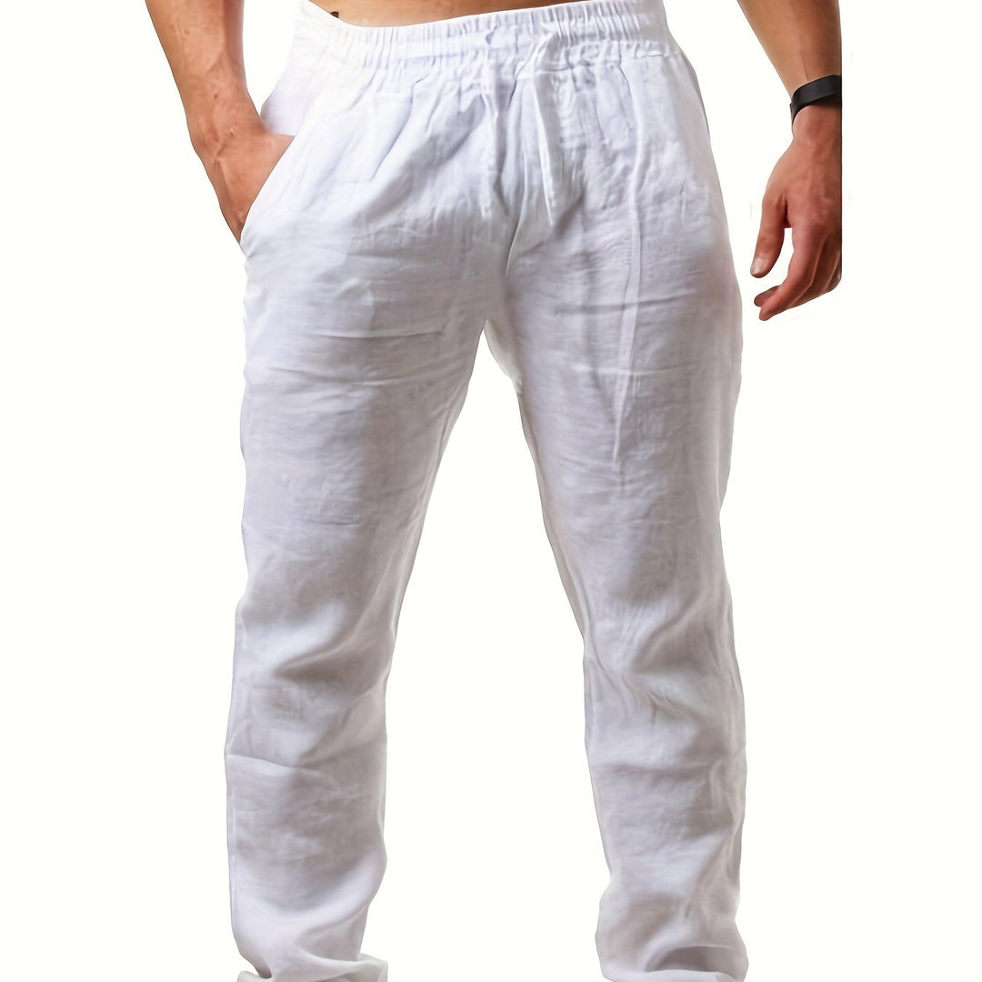 Herren Leinenhose | Lockerer Schnitt | Elastischer Bund | Sommer