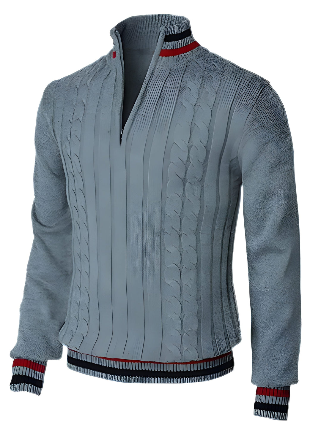 Herren Pullover | Turtleneck mit Reißverschluss | Chunky Strickdesign | Slim Fit | Polyester
