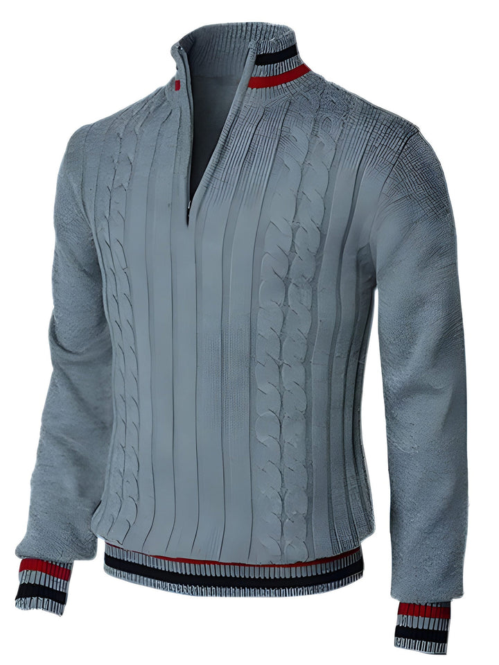 Herren Pullover | Turtleneck mit Reißverschluss | Chunky Strickdesign | Slim Fit | Polyester