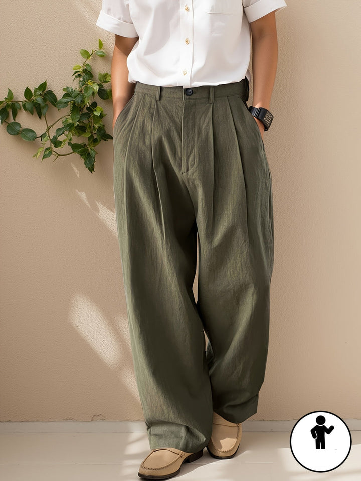 Herren Hose | Weite Beine | Mit Knopfverschluss | Sommer
