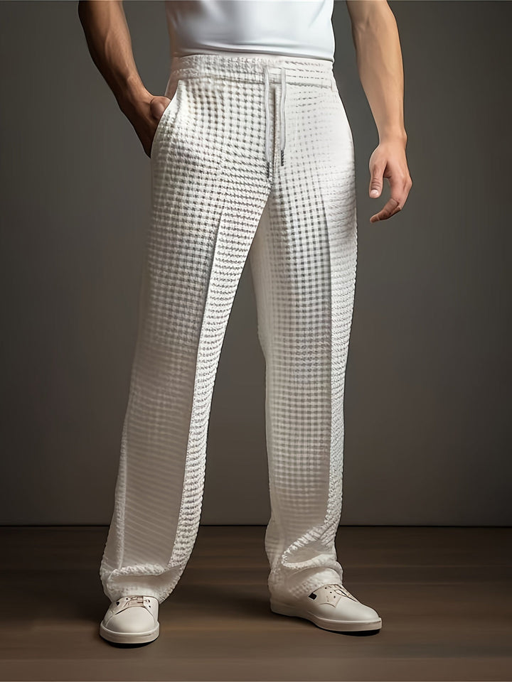 Herren Hose | Straight | Mit Kordelzug | Sommer Strukturiert