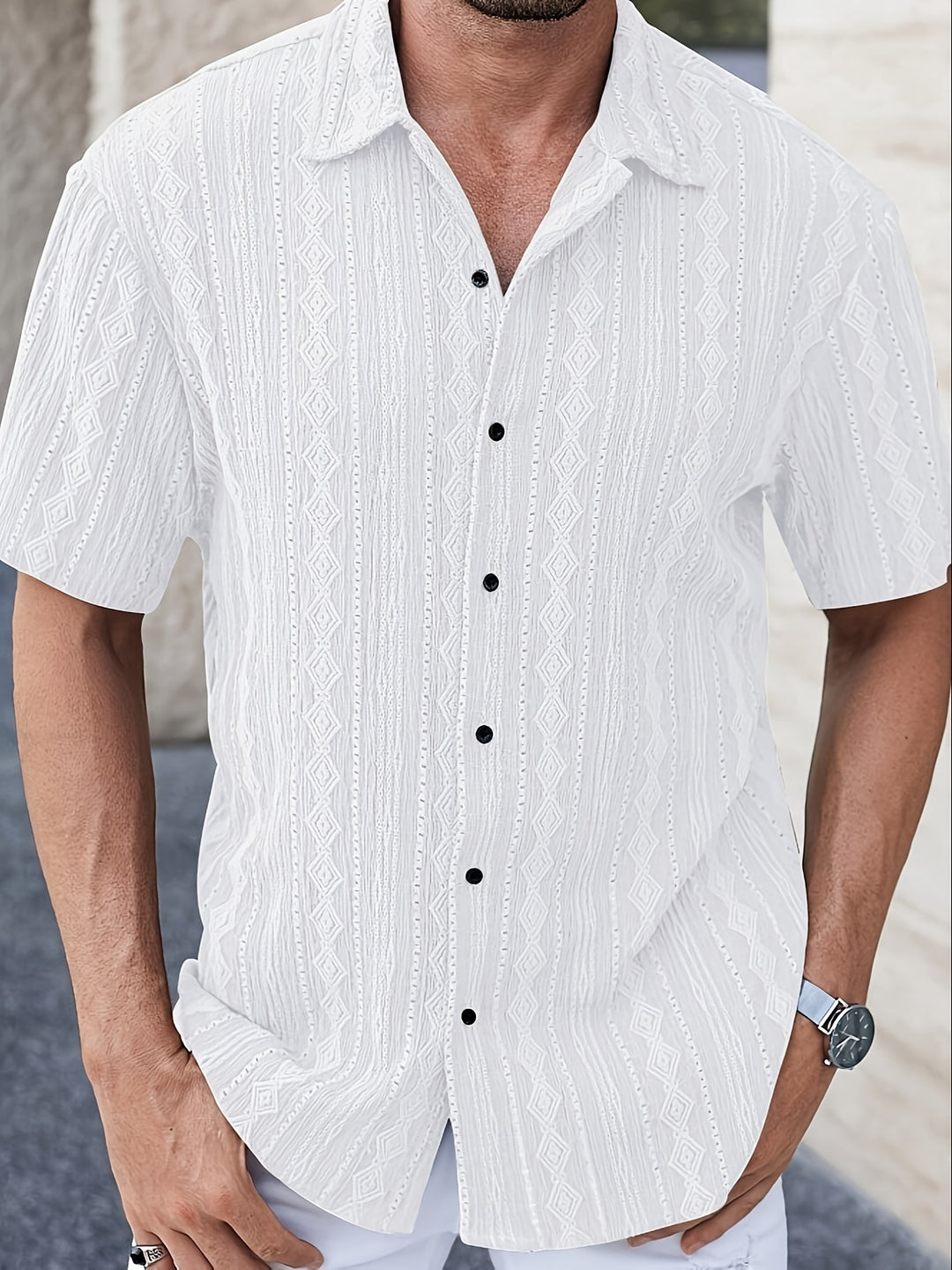 Herren Shirt | Regular | Mit Knopfleiste | Sommer Texture
