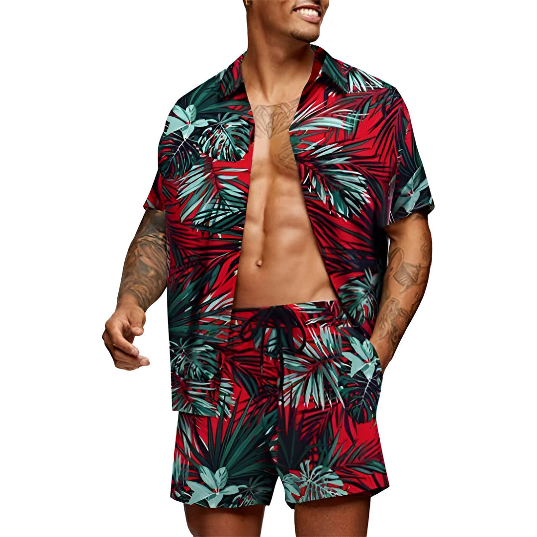 Herren Set | Oversized | Mit Kordelzug | Muster Freizeit Sommer