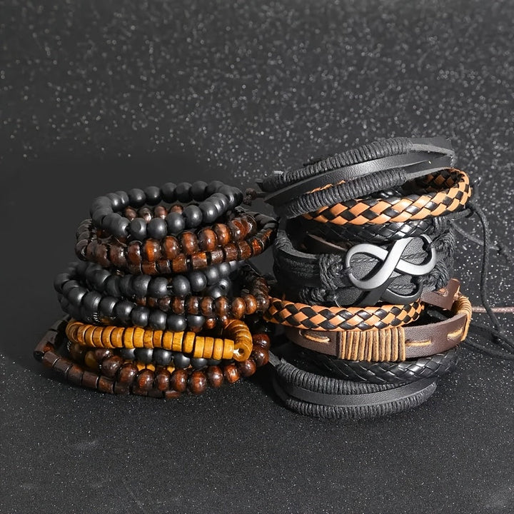 Herren Armband Set | Mehrlagig | Perlen Design | Mit Verschluss