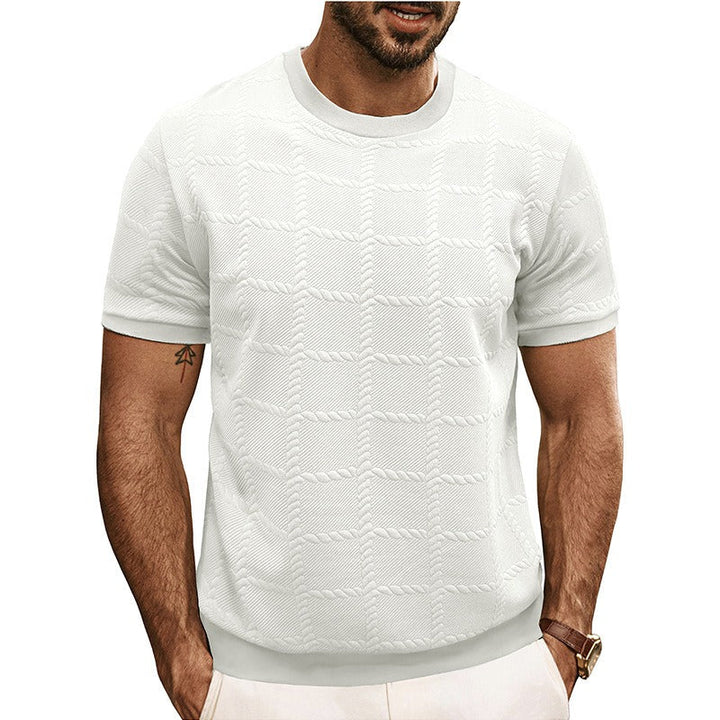 Herren T-Shirt | Slimfit Textured | Kurze Ärmel | Sommer Grid
