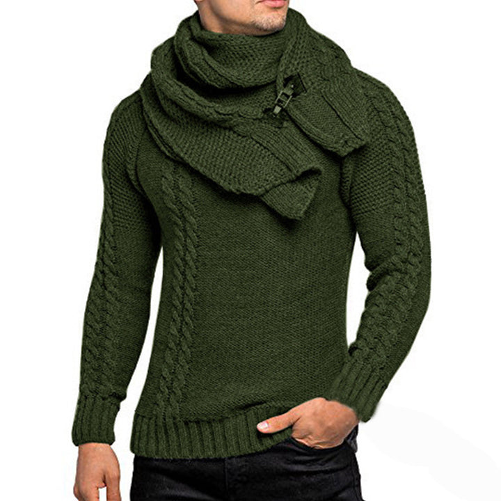Herren Pulli | Strickpullover mit Schal | Eleganter Pullover