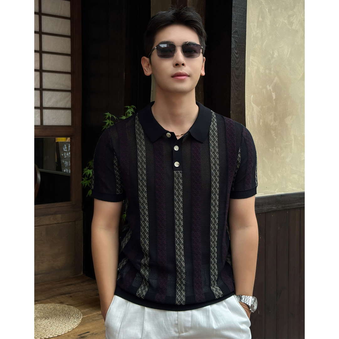 Herren Poloshirt | Gerade Passform | Strukturmuster | Sommer