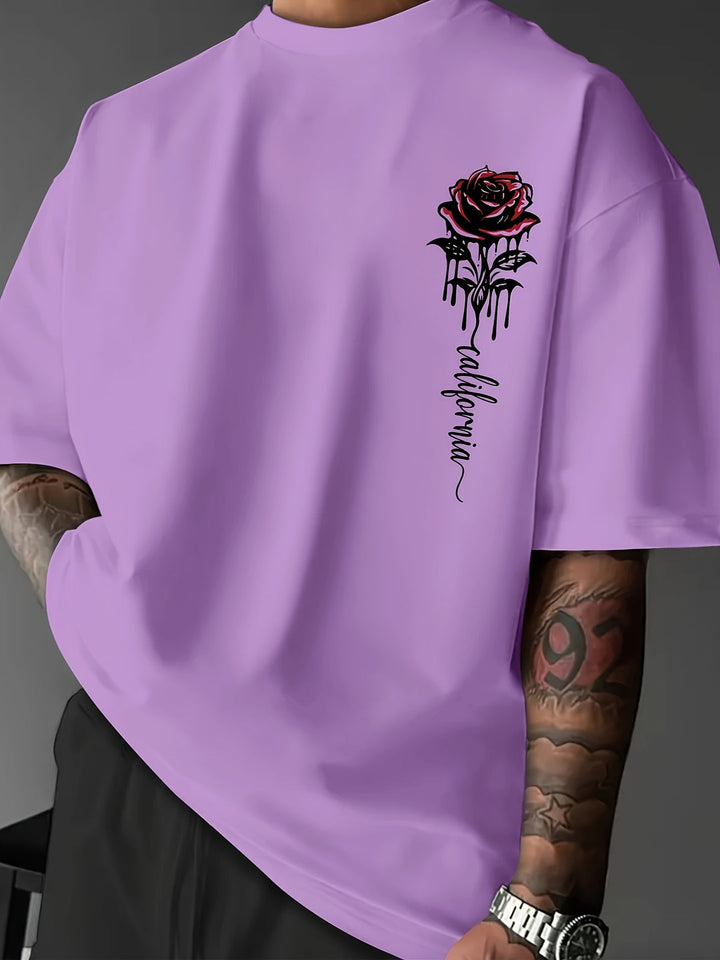Herren T-Shirt | Oversized | Rosenprint | Sommer