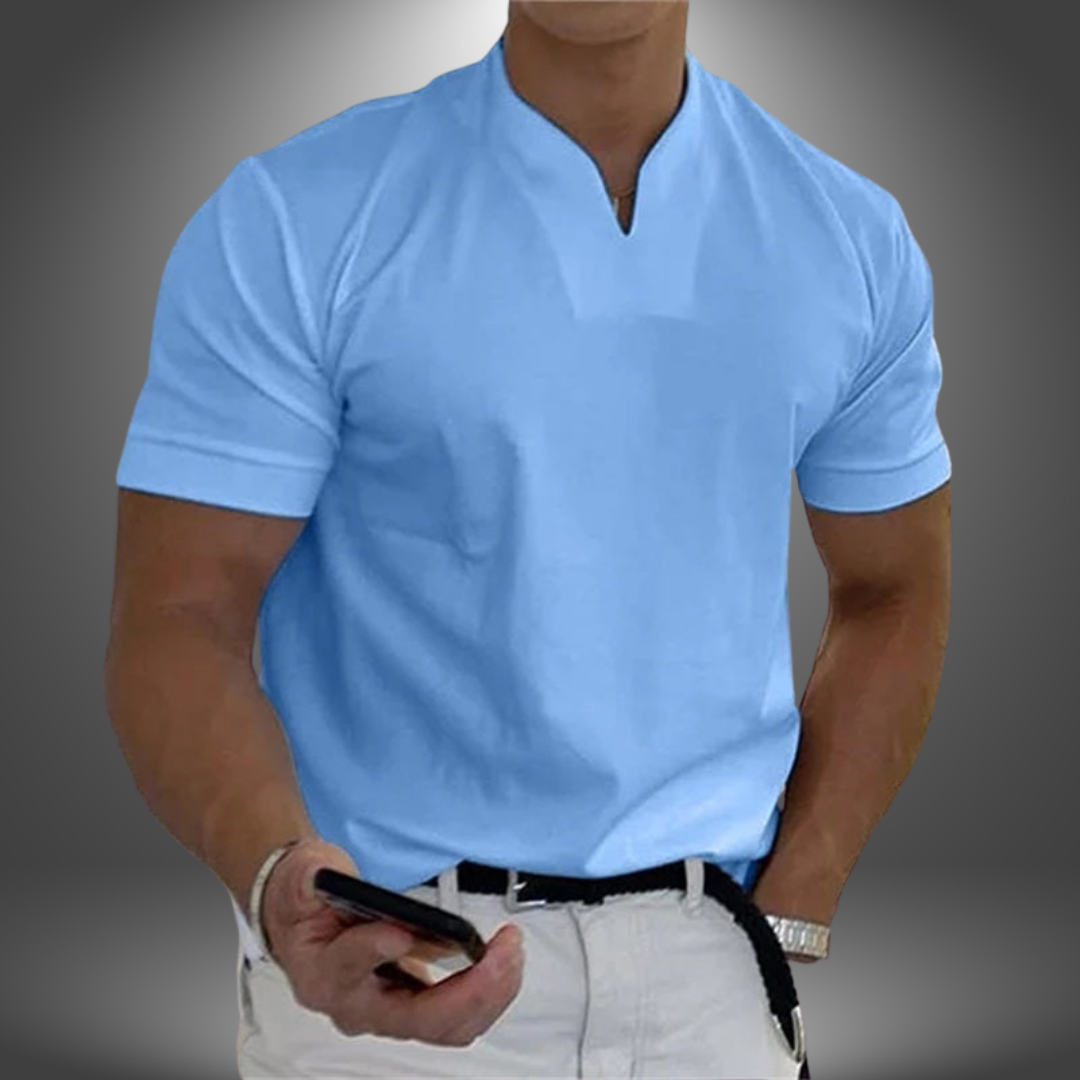 Herren T-Shirt | Gerade Passform | Stehkragen | Sommer