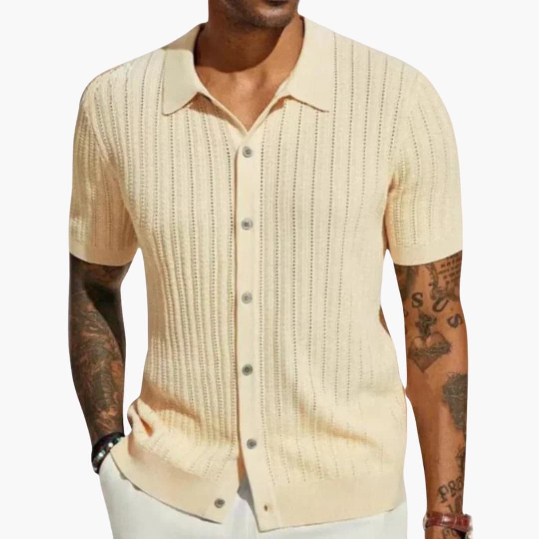 Herren Strickhemd | Kurzarm | Gerippte Struktur | Sommer