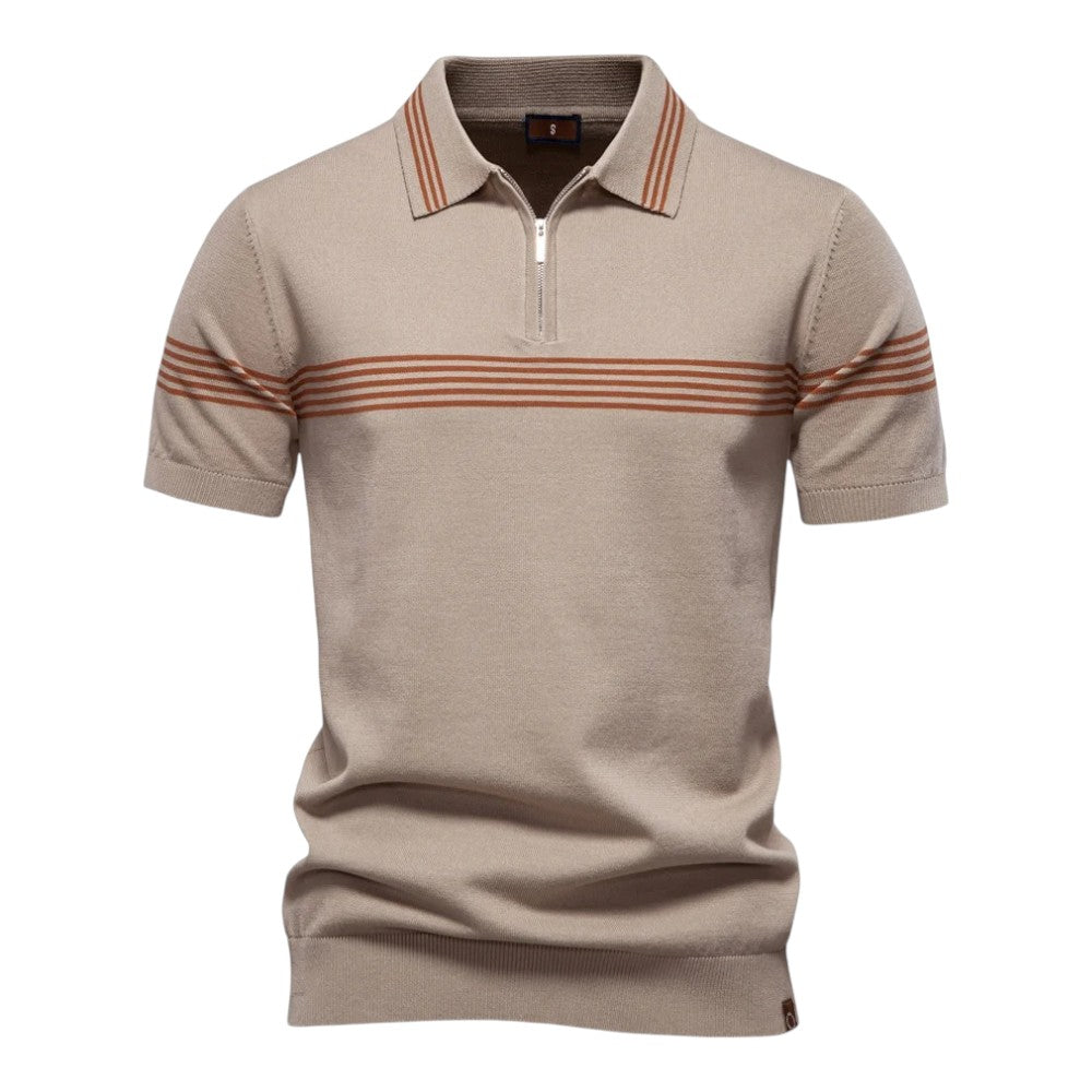 Herren Polo | Slimfit | Mit Reißverschluss | Streifen Detail Frühling