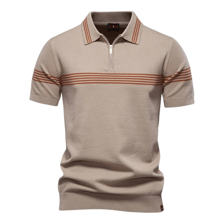 Herren Polo | Slimfit | Mit Reißverschluss | Streifen Detail Frühling