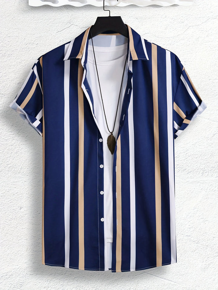 Herren Shirt | Oversized | Mit Knopfleiste | Sommer Stripe