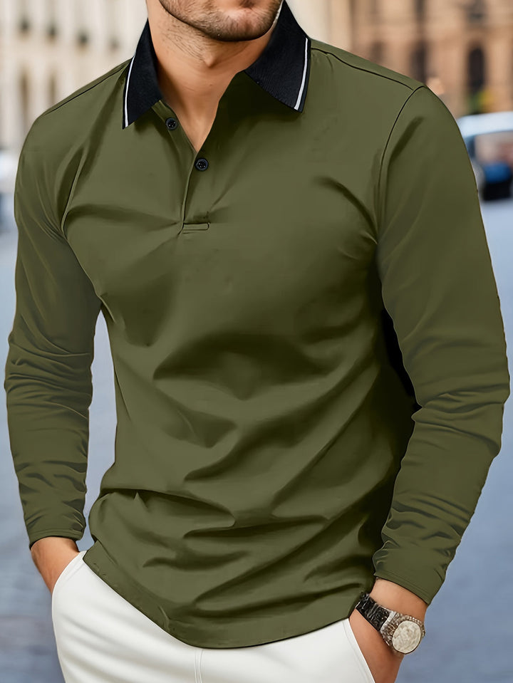Herren Casual Rugbyshirt | V-Ausschnitt & Lange Ärmel | Frühling & Herbst | Polo
