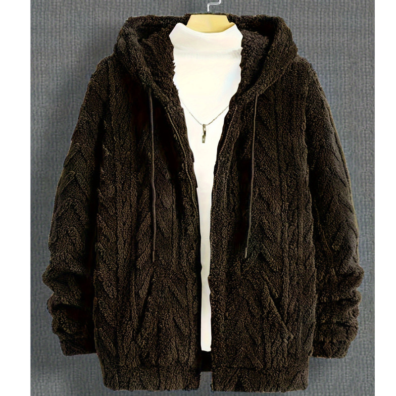 Winterjacke Herren | Warmes & Trendiges Cardigan-Design | Jacke Herren mit Kapuze