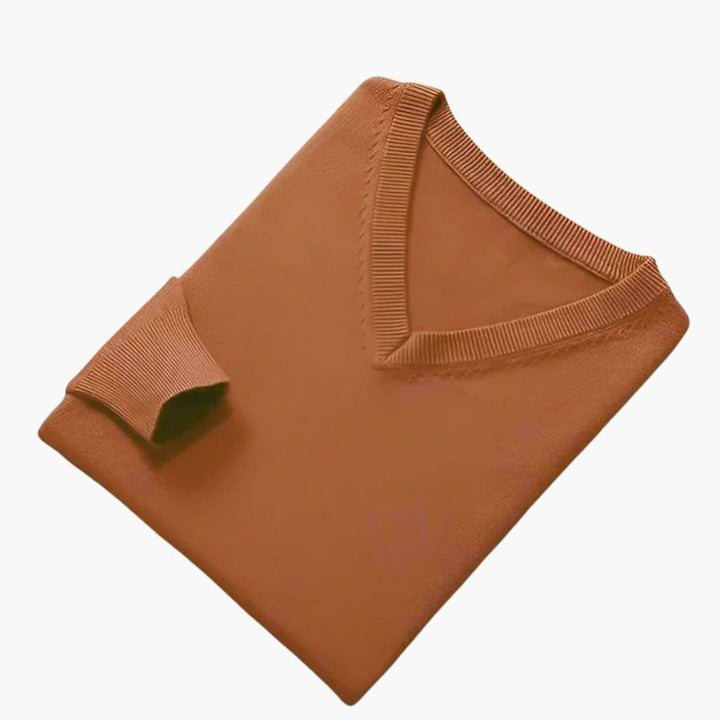 Pullover Herren | V-Ausschnitt Ribbesatz | Klassisch Warm Herren Pulli